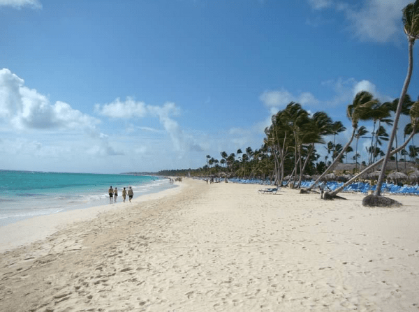 The sky was blue.  The sand was not.